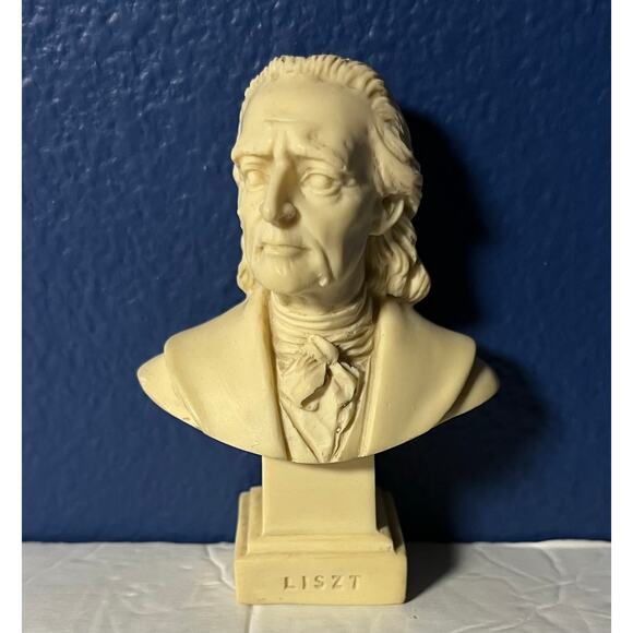 Franz Liszt Mini Bust Statue Composer Figurine Vintage Style Made in Italy - Picture 1 of 6